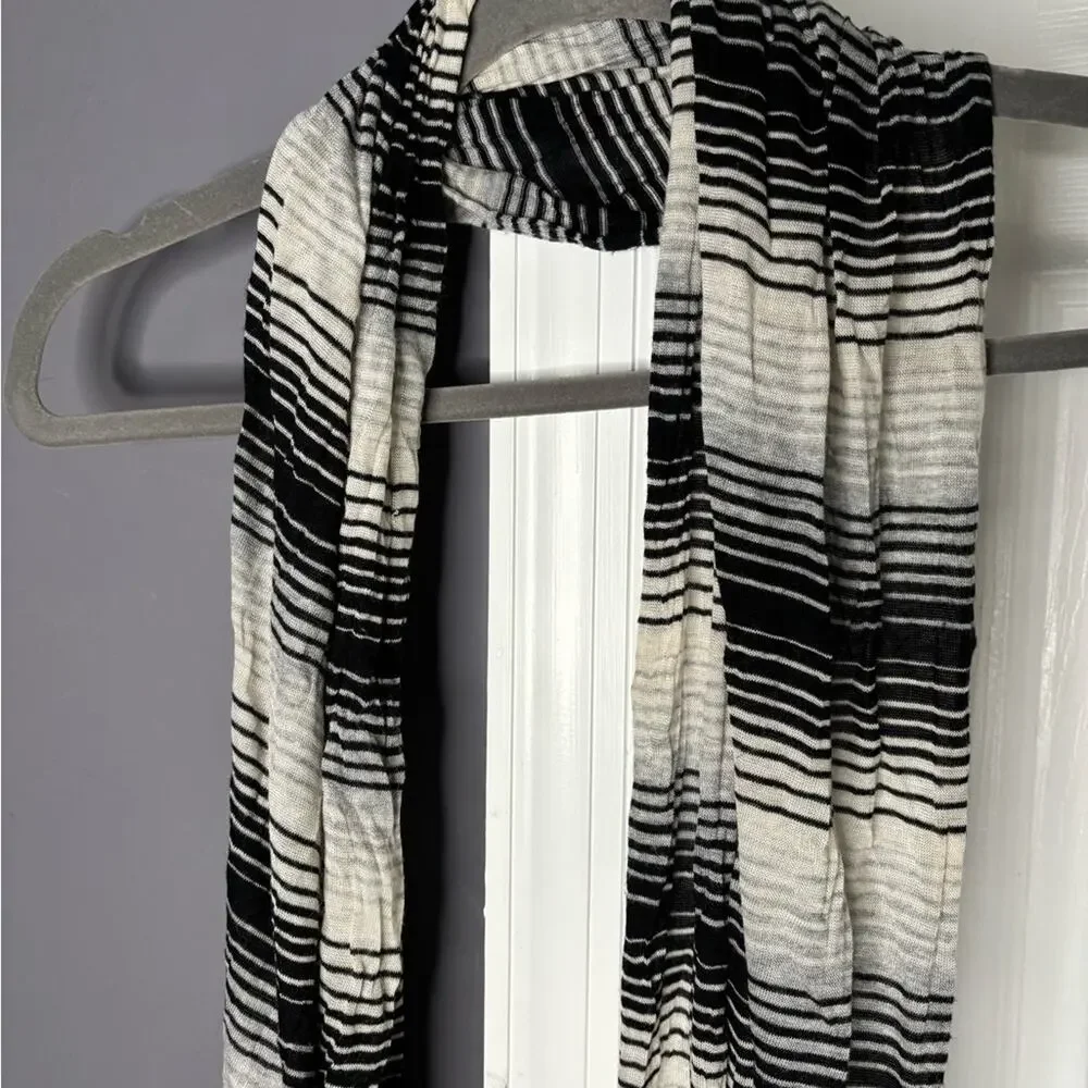Old Navy Black White Striped Lightweight Rectangular Scarf
